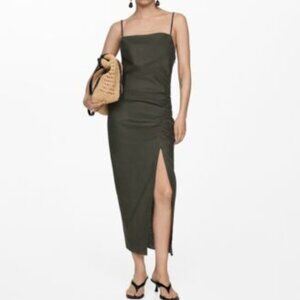 Mango draped detail slit dress